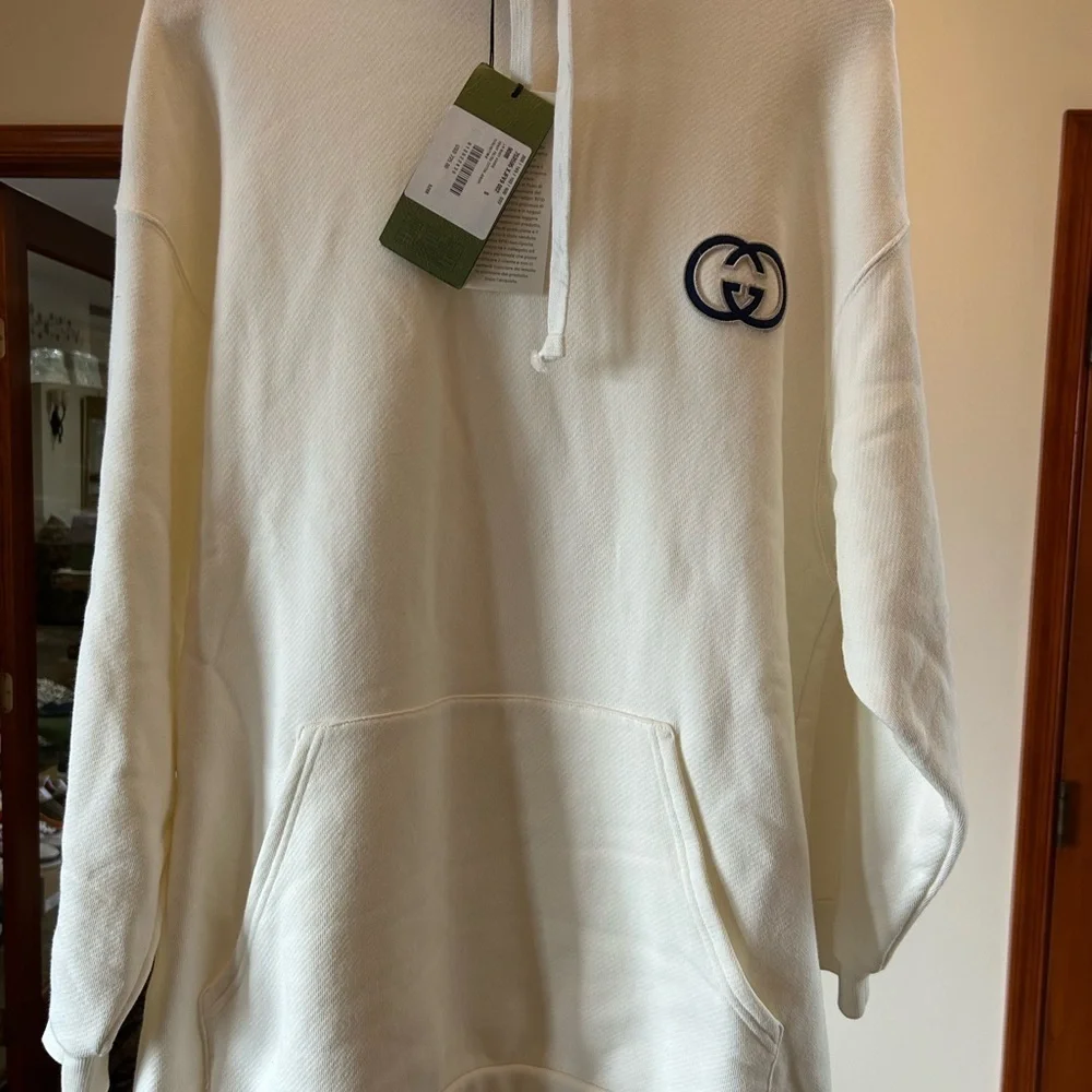 Men's Gucci interlocking G logo, oversized cotton hoodie size small fits large